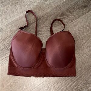 Longline Molded Bra in chocolate brown